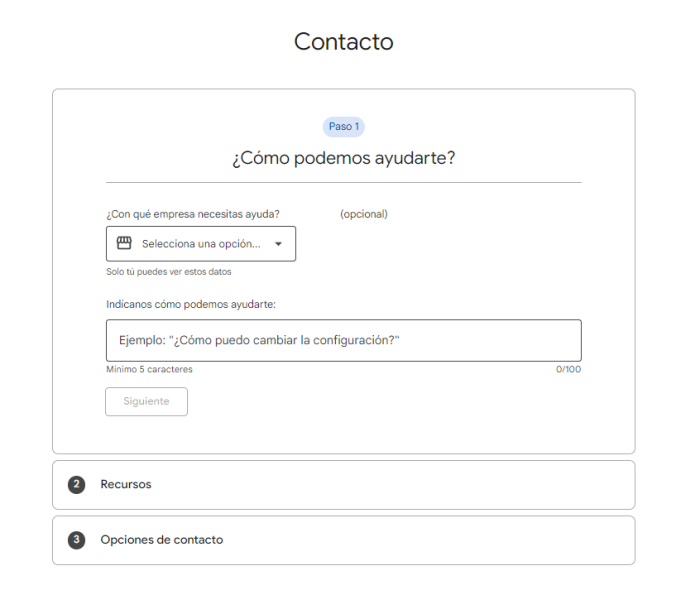 Formulario de Contacto Para Recuperar tu Perfil de Empresa en Google 